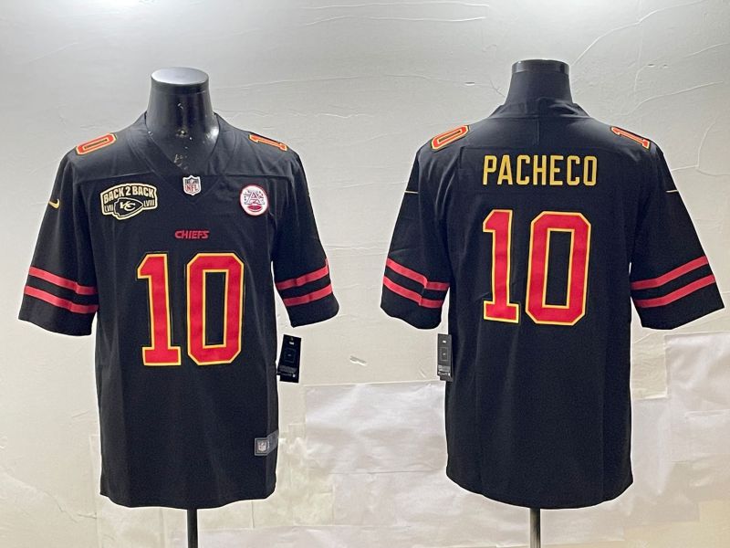 Men Kansas City Chiefs 10 Pacheco Black 2025 Nike Vapor Limited NFL Jersey style 2